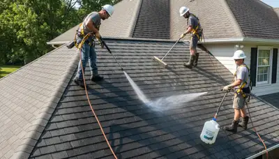 Roof cleaning service in Orlando, FL for removing algae and staining from residential roofs